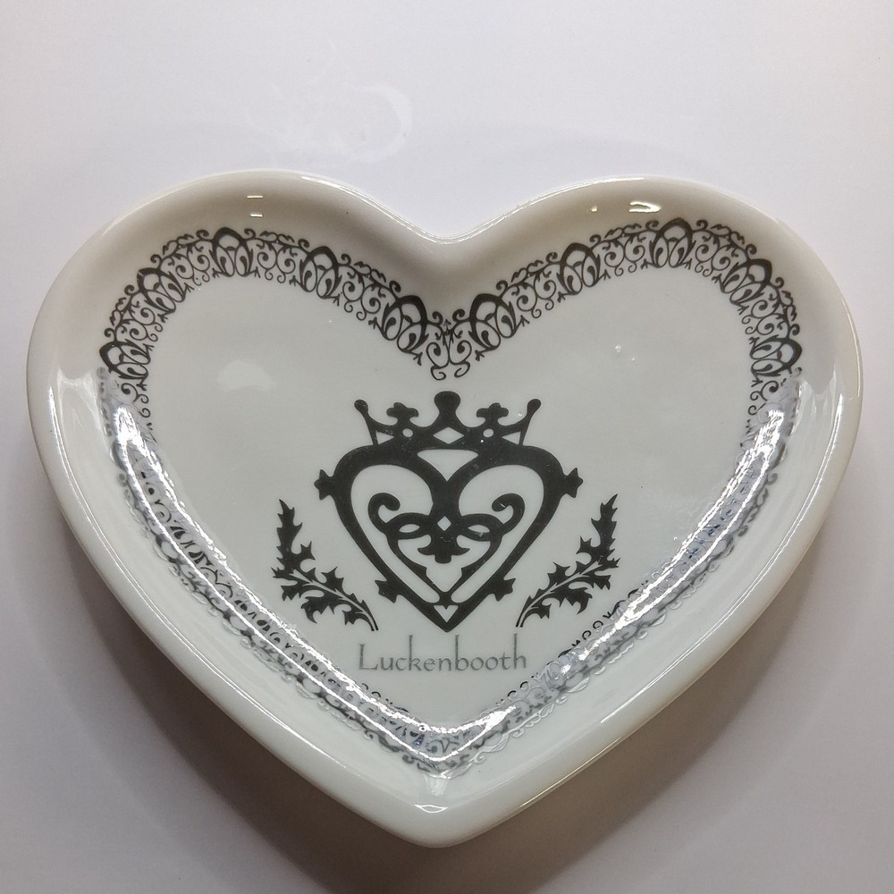 Scottish Luckenbooth Heart Shaped Trinket Dish White/Silver